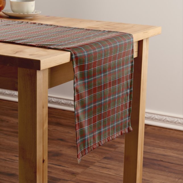 Perthshire Scotland District Weathered Tartan Short Table Runner (In Situ)