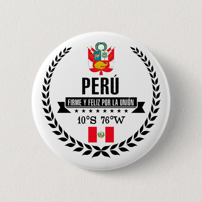 Peru 6 Cm Round Badge (Front)