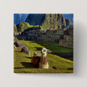 Peru, Andes, Andes Mountains, Machu Picchu 15 Cm Square Badge