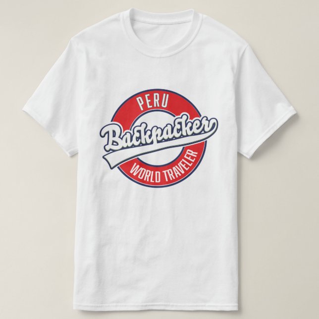 Peru backpacker world traveller logo. T-Shirt (Design Front)