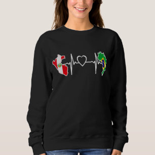 Peru Brazil Heartbeat Peruvian Brazilian Flag Sweatshirt