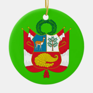 PERU* Custom Coat of Arms Ceramic Tree Decoration