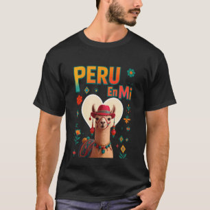 Peru En Mi Andean Llama Colourful Cultural Heritag T-Shirt
