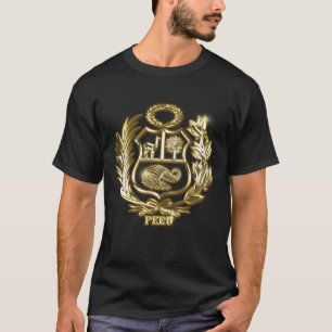 Peru Escudo Dorado De Armas Peruvian Gold Peruano  T-Shirt