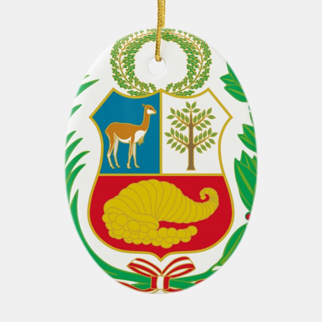 Peru - Escudo Nacional (National Emblem) Ceramic Ornament (Front)