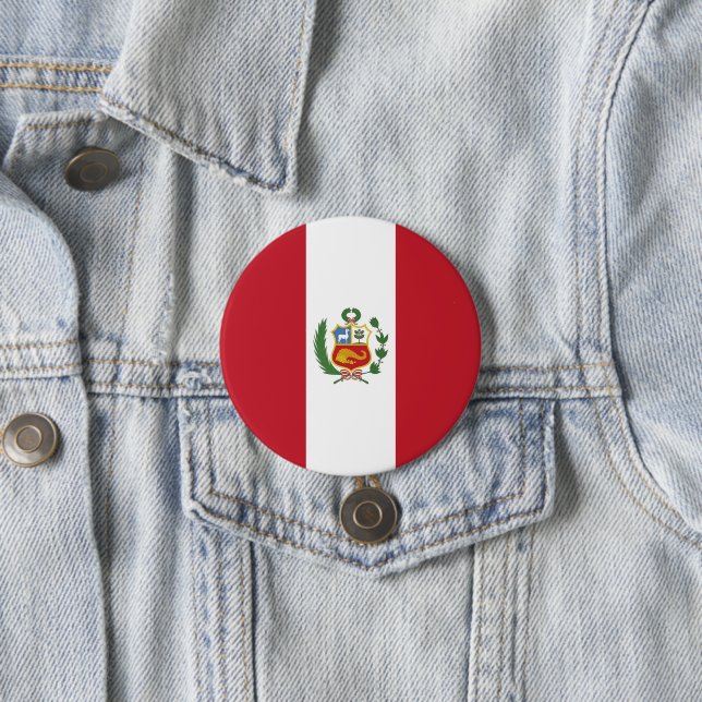 Peru flag 7.5 cm round badge (In Situ)
