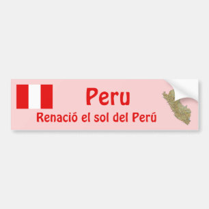 Peru Flag and Map Bumper Sticker