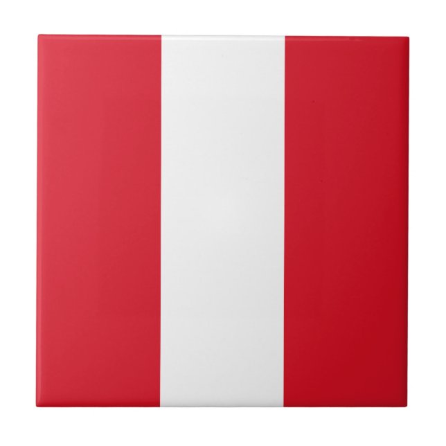Peru Flag Ceramic Tile (Front)