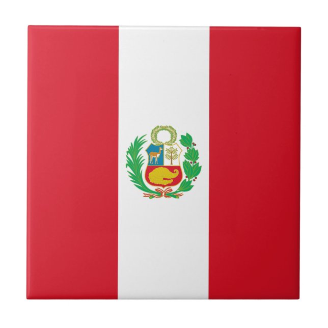 Peru Flag Ceramic Tile (Front)