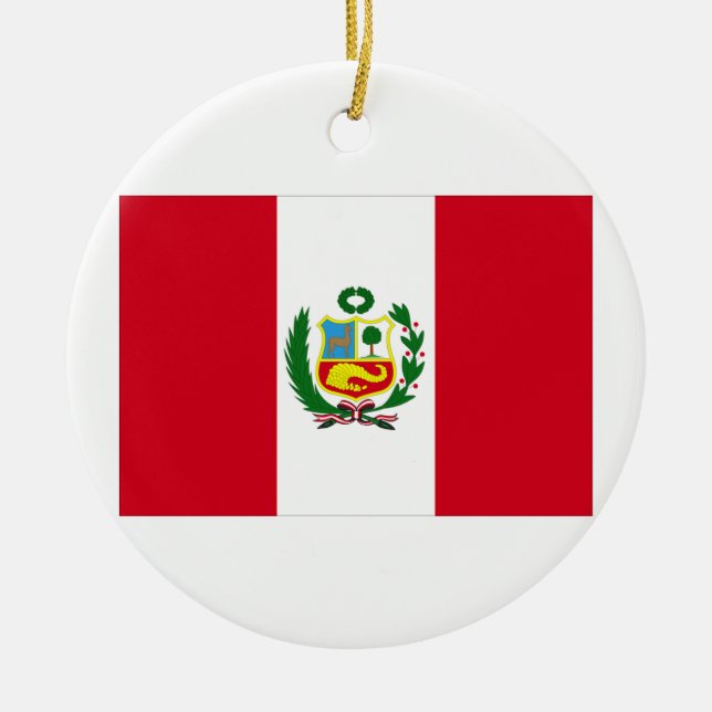 Peru Flag Ceramic Tree Decoration (Front)