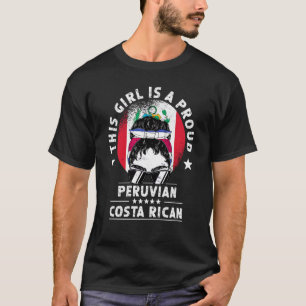 Peru Flag Costa Rica Grown Women Girl Citizen Prid T-Shirt