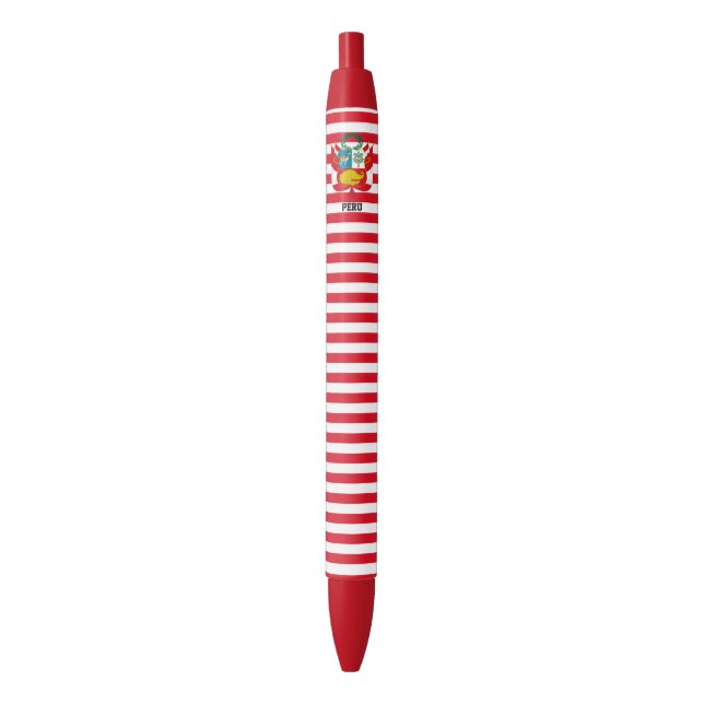Peru Flag Cute Patriotic Black Ink Pen (Front Vertical)
