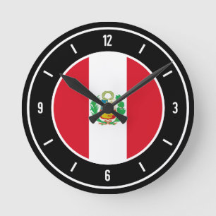 Peru Flag Elegant Round Clock