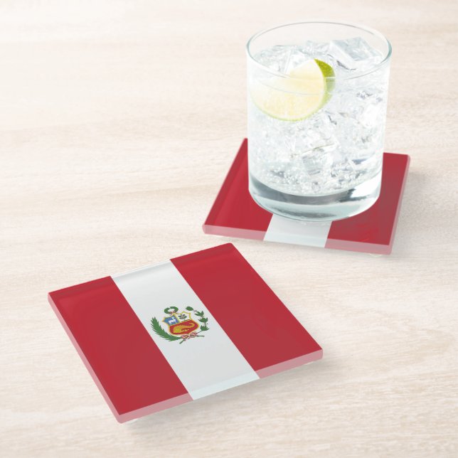 Peru flag glass coaster (Angled)