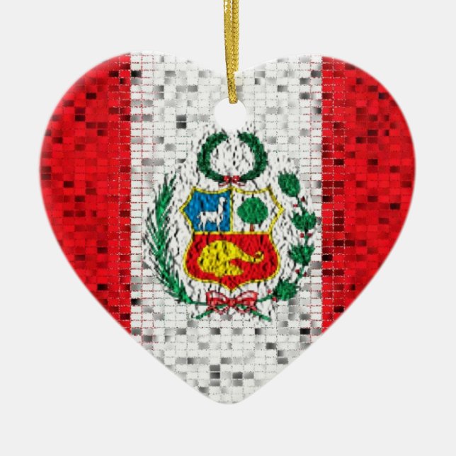 Peru Flag glitter ornament (Front)
