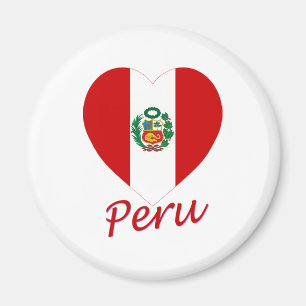 Peru Flag Heart Magnet