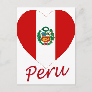 Peru Flag Heart Postcard