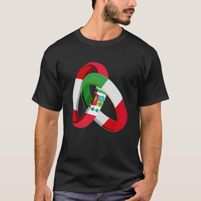 Peru Flag Italy Grown Ring Marriage Wedding T-Shirt (Front)