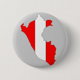 Peru flag map 6 cm round badge