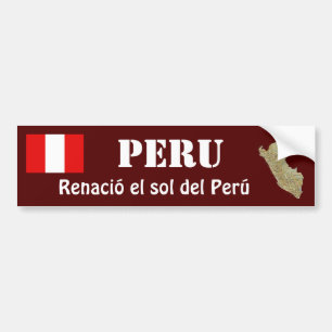 Peru Flag + Map Bumper Sticker