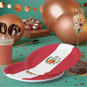 Peru flag paper plate