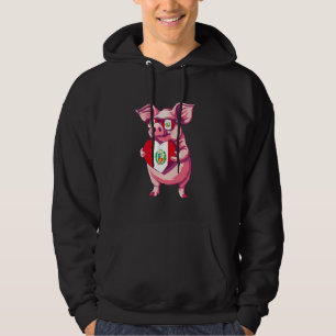 Peru Flag Pig Heart Peruvian Pride Peruvian Roots Hoodie