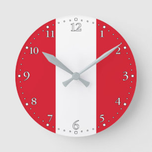Peru Flag Round Clock