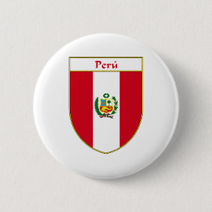 Peru Flag Shield 6 Cm Round Badge