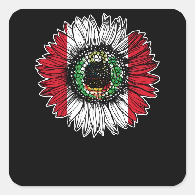 Peru Flag Sunflower Square Sticker (Front)
