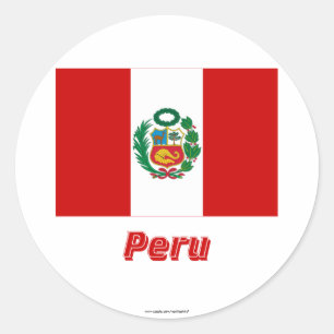 Peru Flag with Name Classic Round Sticker