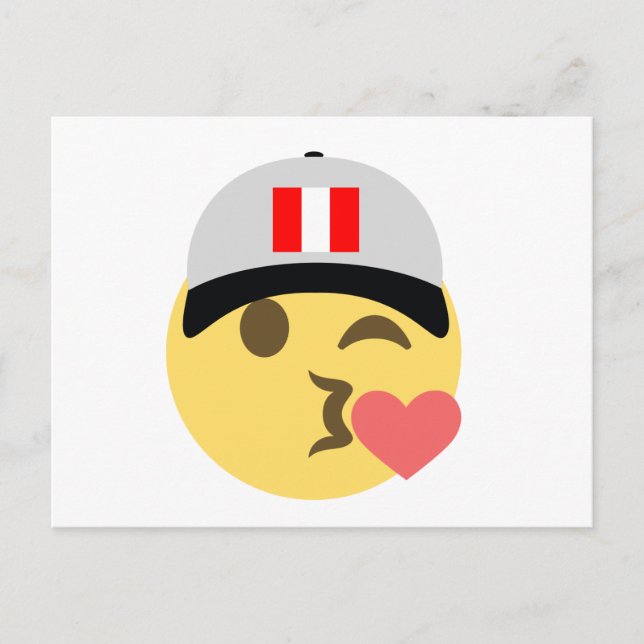 Peru Hat Kiss Emoji Postcard (Front)