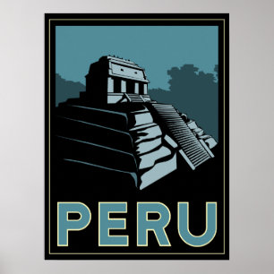 peru inca south america art deco retro poster