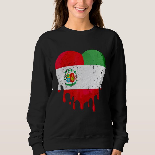 Peru Italy Flag Heart Citizen Drinking Grown Patri Sweatshirt (Front)