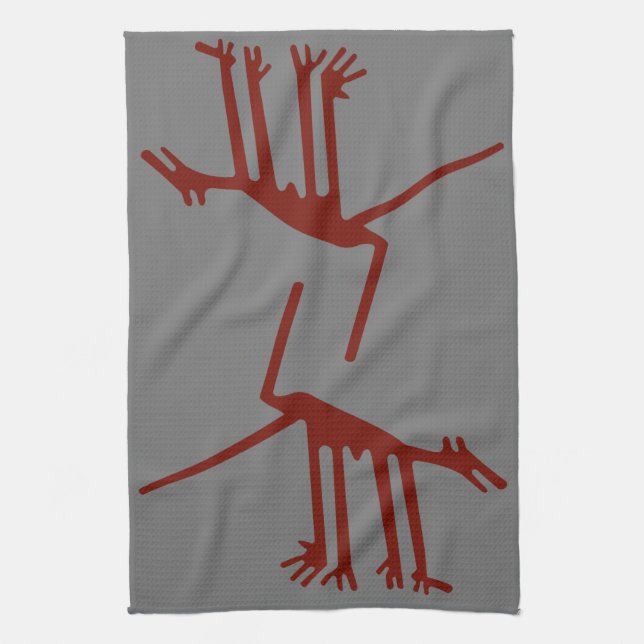 Peru lines art geoglyphs animals tea towel (Vertical)