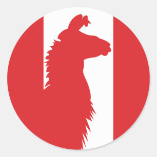 Peru Llama Alpaca Peruvian National Animal Flag Classic Round Sticker