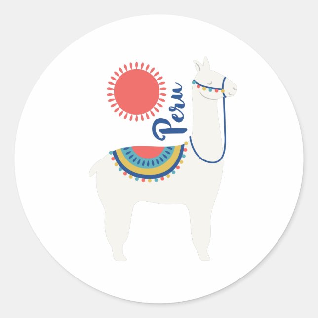 Peru Llama Classic Round Sticker (Front)