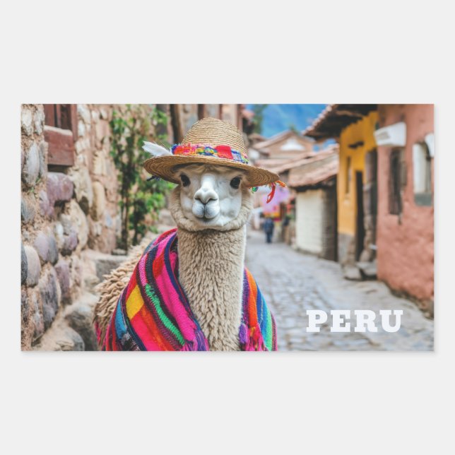Peru Llama Rectangular Sticker (Front)