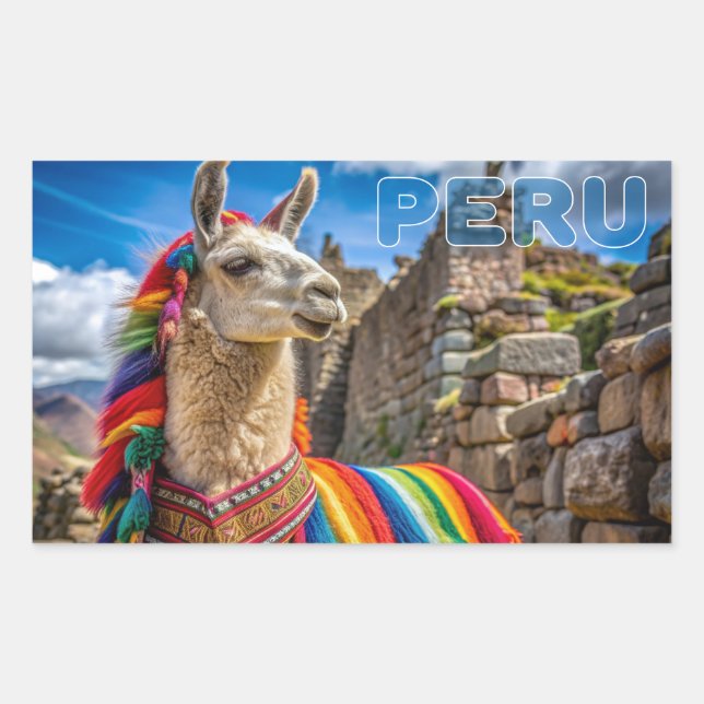 Peru Llama Rectangular Sticker (Front)