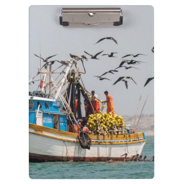 Peru, Los Organos. Fishing Boat In Los Organos Clipboard (Front)