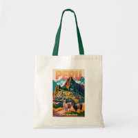 Peru Machu Picchu Illustration Travel Art Vintage