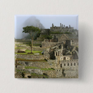 Peru, Machu Picchu. The ancient citadel of 15 Cm Square Badge