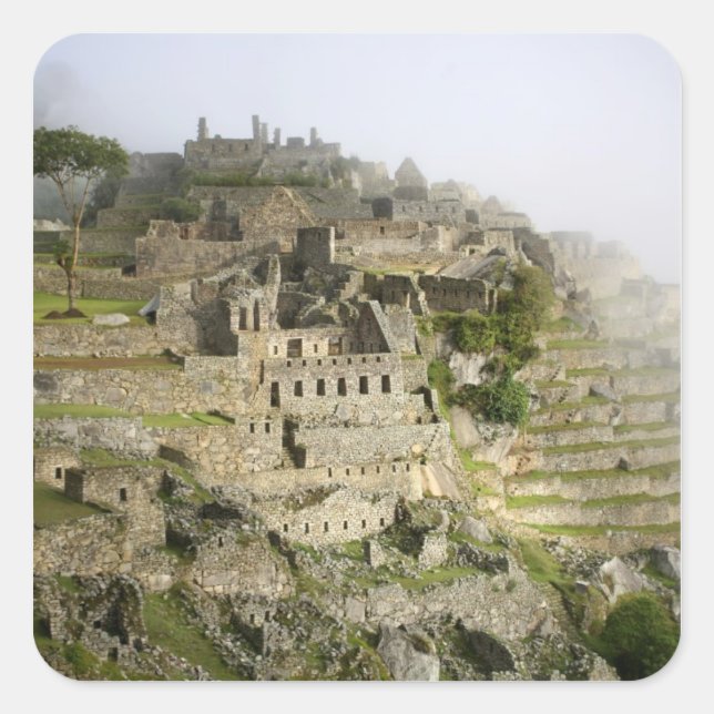 Peru, Machu Picchu. The ancient citadel of Machu Square Sticker (Front)