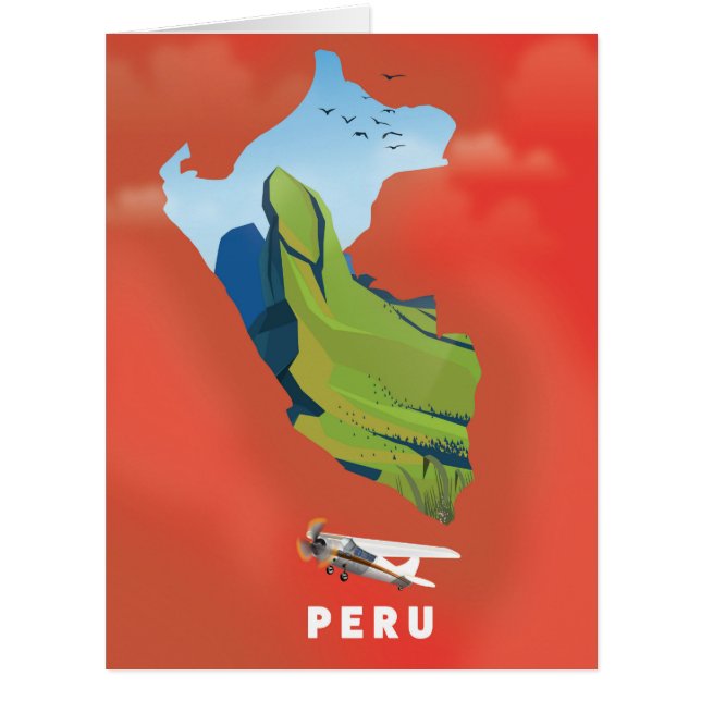 Peru map Illustrated travel poster (Front)