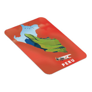 Peru map Illustrated travel poster Magnet