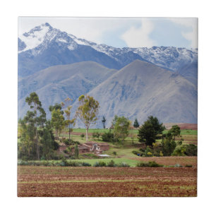 Peru, Maras. Landscape Above The Sacred Valley Ceramic Tile