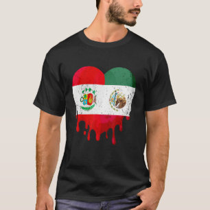 Peru Mexico Flag Heart Citizen Grown Patriot Count T-Shirt