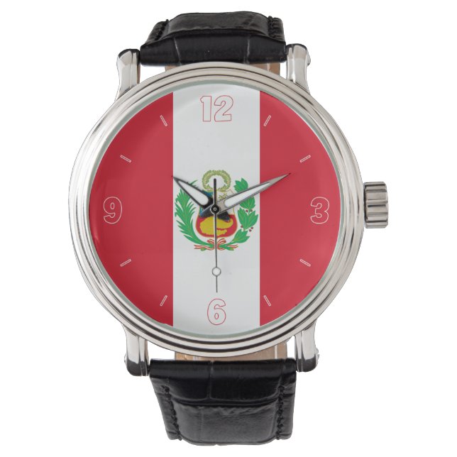 Peru National Flag Elegant Patriotic Watch (Front)