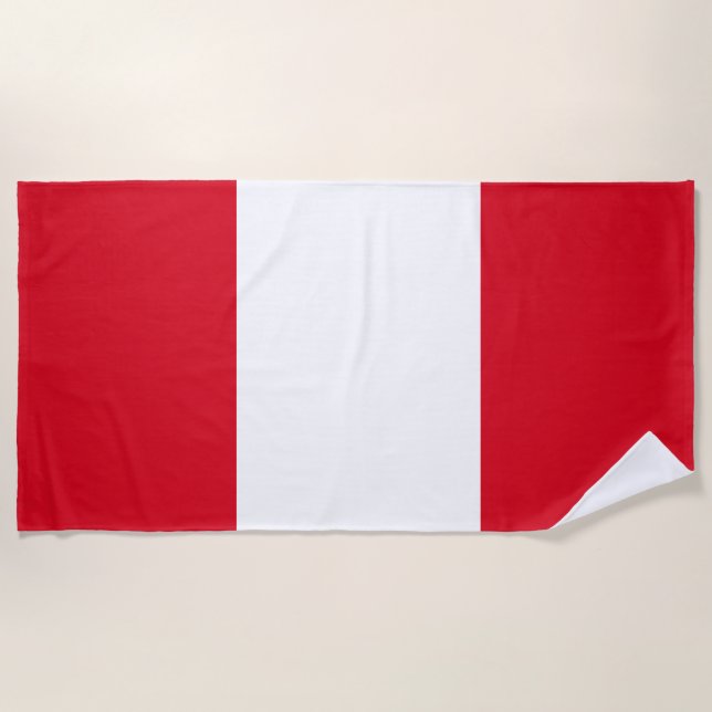 Peru National Flag Team Support Beach Towel (Front)