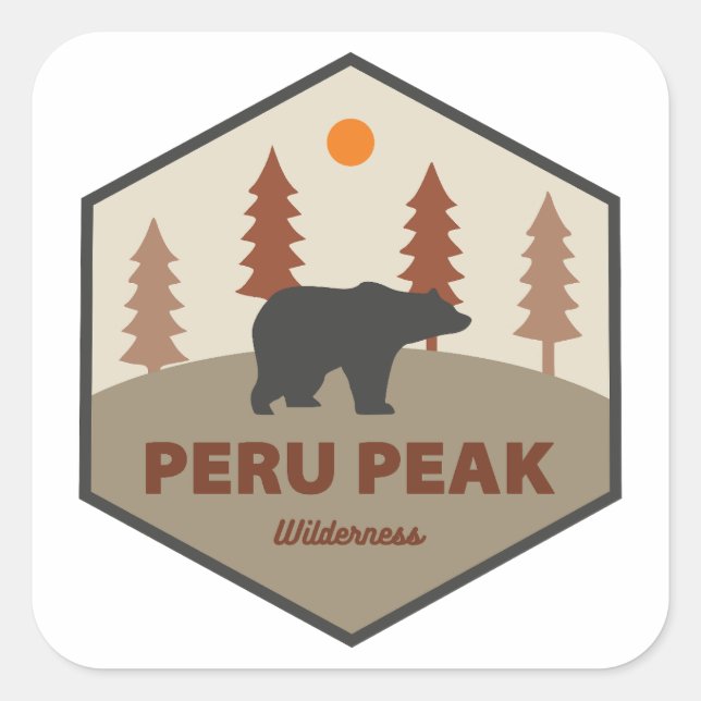 Peru Peak Wilderness Vermont Bear Square Sticker (Front)