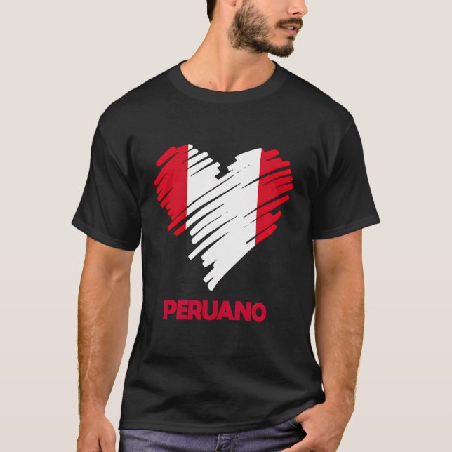 Peru Perãº Peruvian Flag Proud Peruano Peruana Hea T-Shirt (Front)